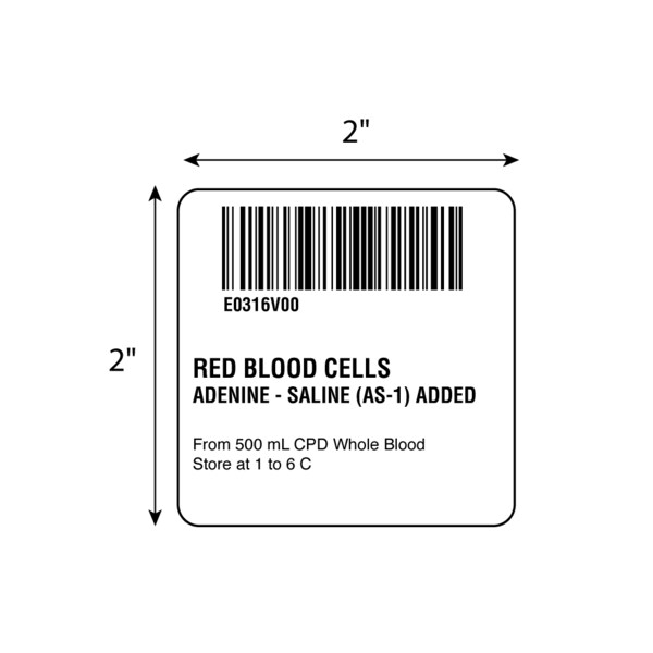ISBT 128 Red Blood Cells Adenine-Saline Part 2 2" x 2"